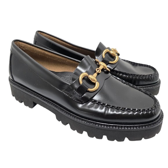 GH Bass Weejuns Lianna Super Bit SL Leather Lug Sole Loafers - Womens Size 9.5M - Picture 1 of 10